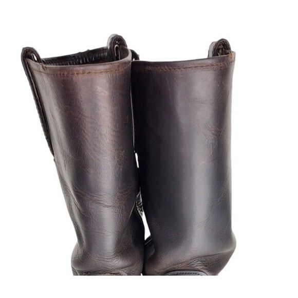 Vintage 80s FRYE Leather Harness Square Toe Moto Cowboy Boot Men's Size 10 Brown - Picture 10 of 16